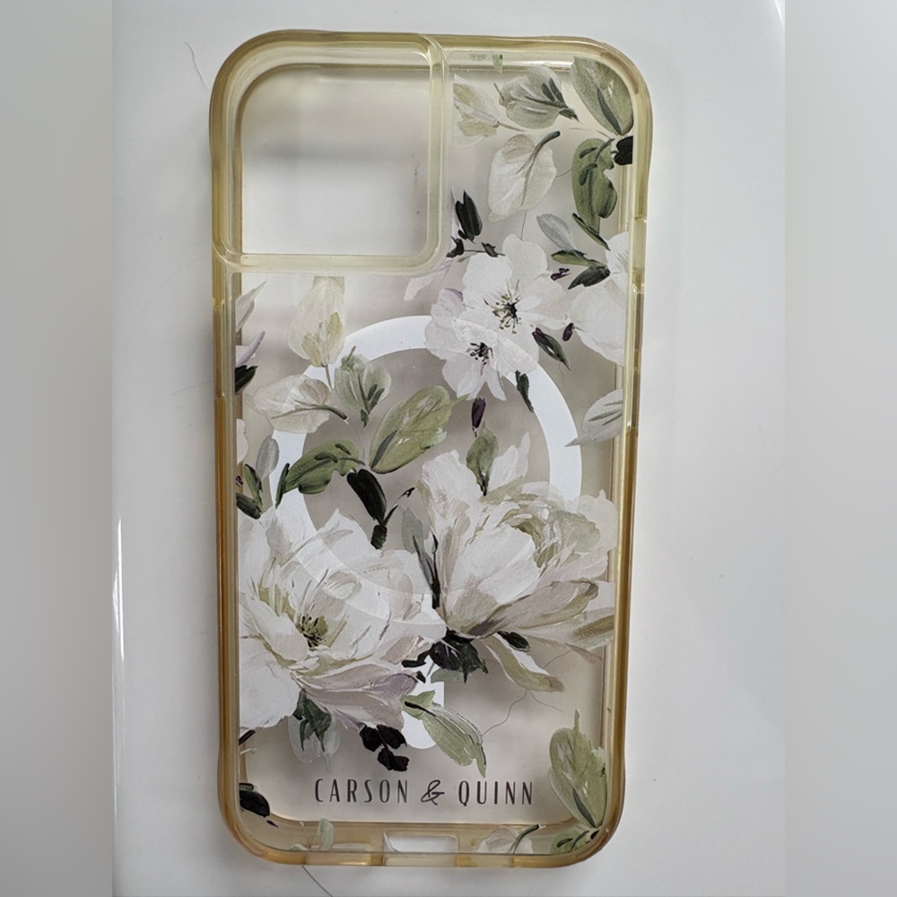 IPhone 13 Floral Phone Case - clear with White Flowers